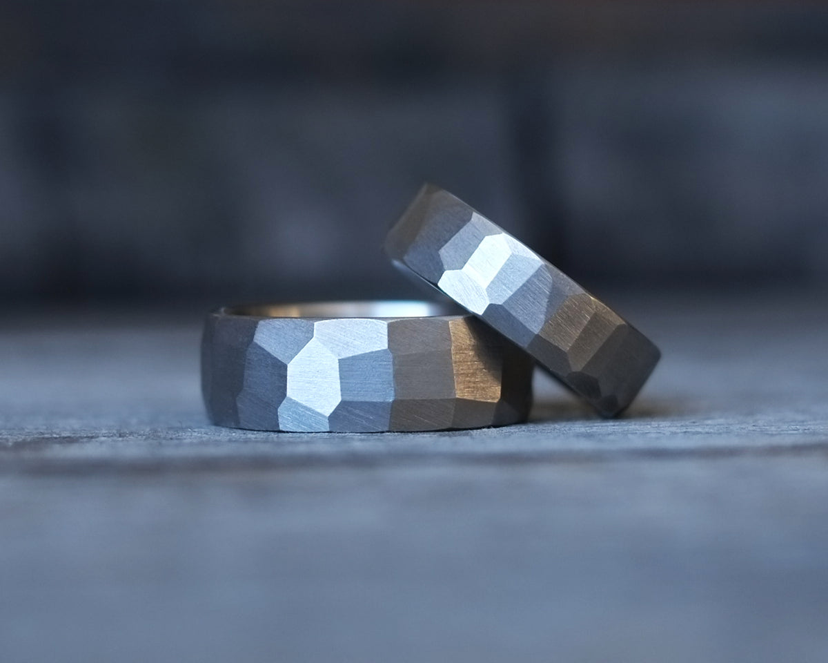 希少 undercover fragment titanium ring Sentinel Ring | Faceted Titanium Wedding Band | Handmade in Canada