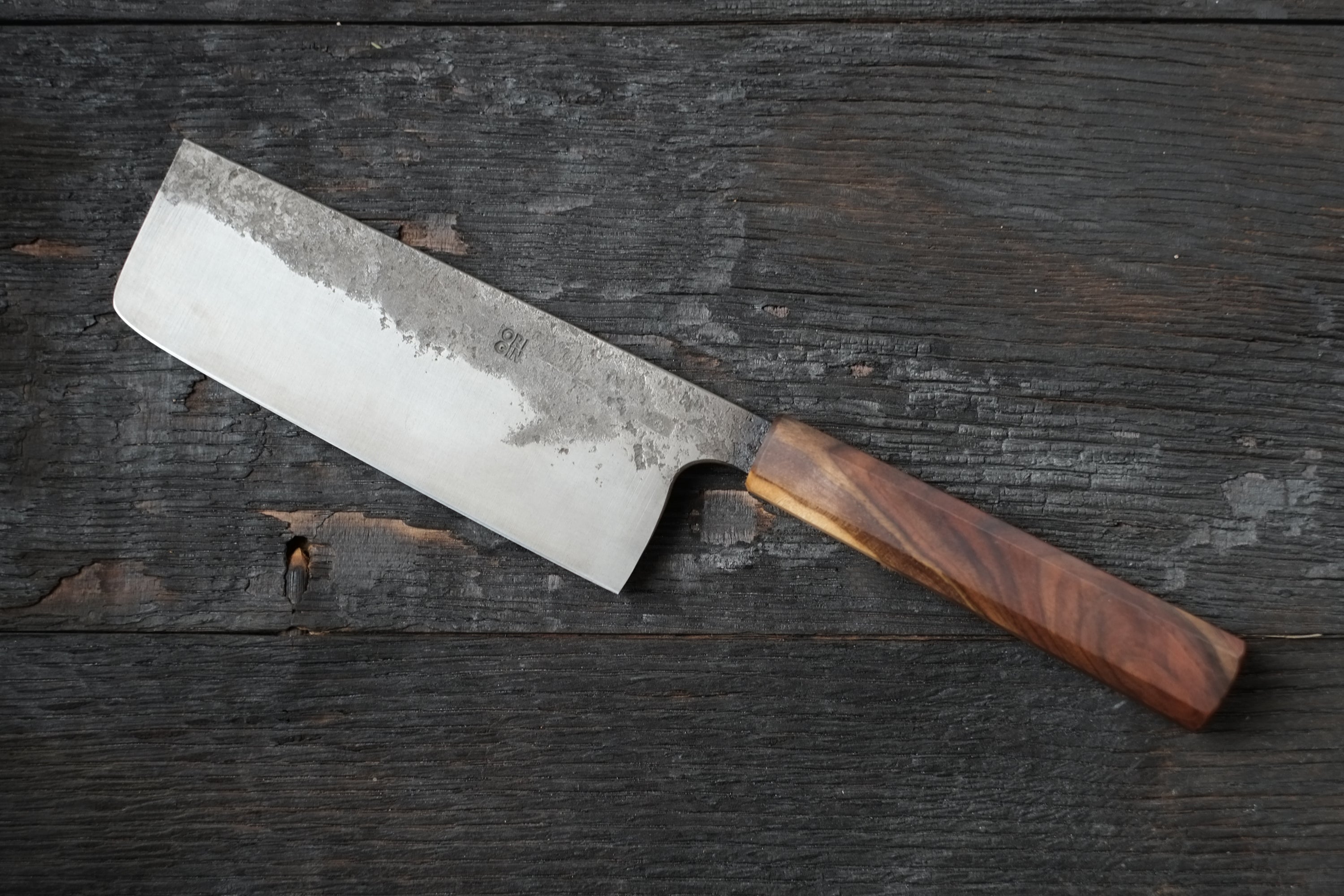 Walnut Nakiri | Forged High Carbon Sawmill Steel & Walnut Wa Handle | Handmade in Canada