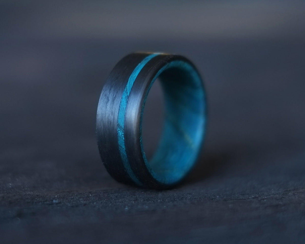 Alloway Ring | Blue Elm & Carbon Wedding Band | Handmade in Canada ...