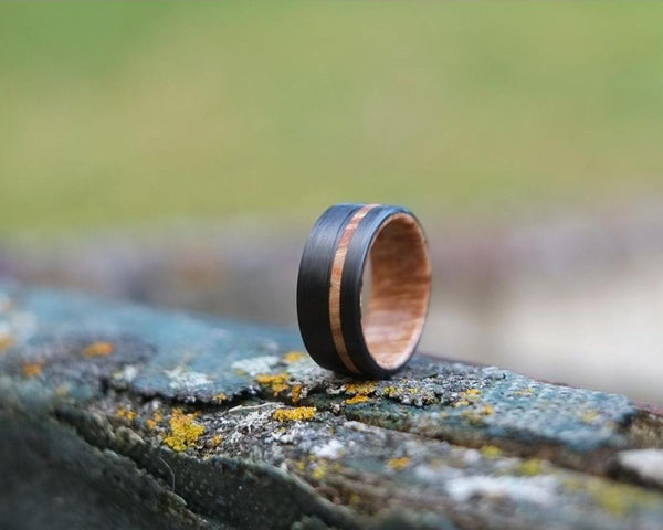 Bound Maple Burl Offset Handmade Ring