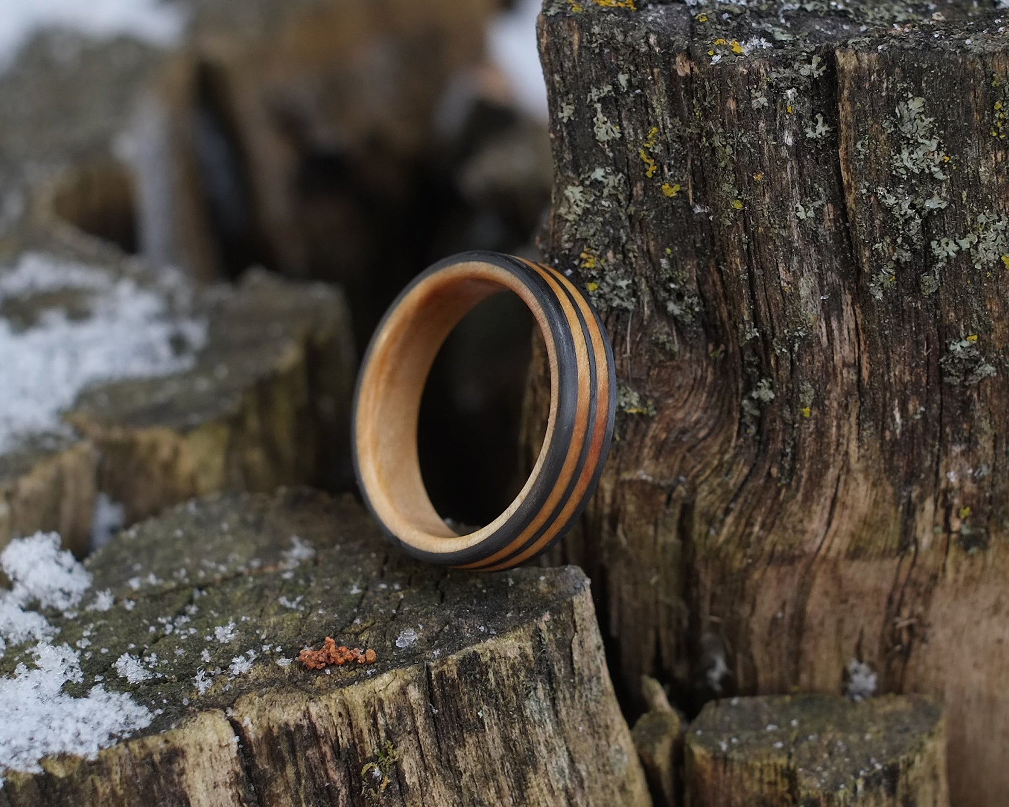 Couples Ring Set | Maple & Carbon Wedding Bands | Handcrafted in Canada ...